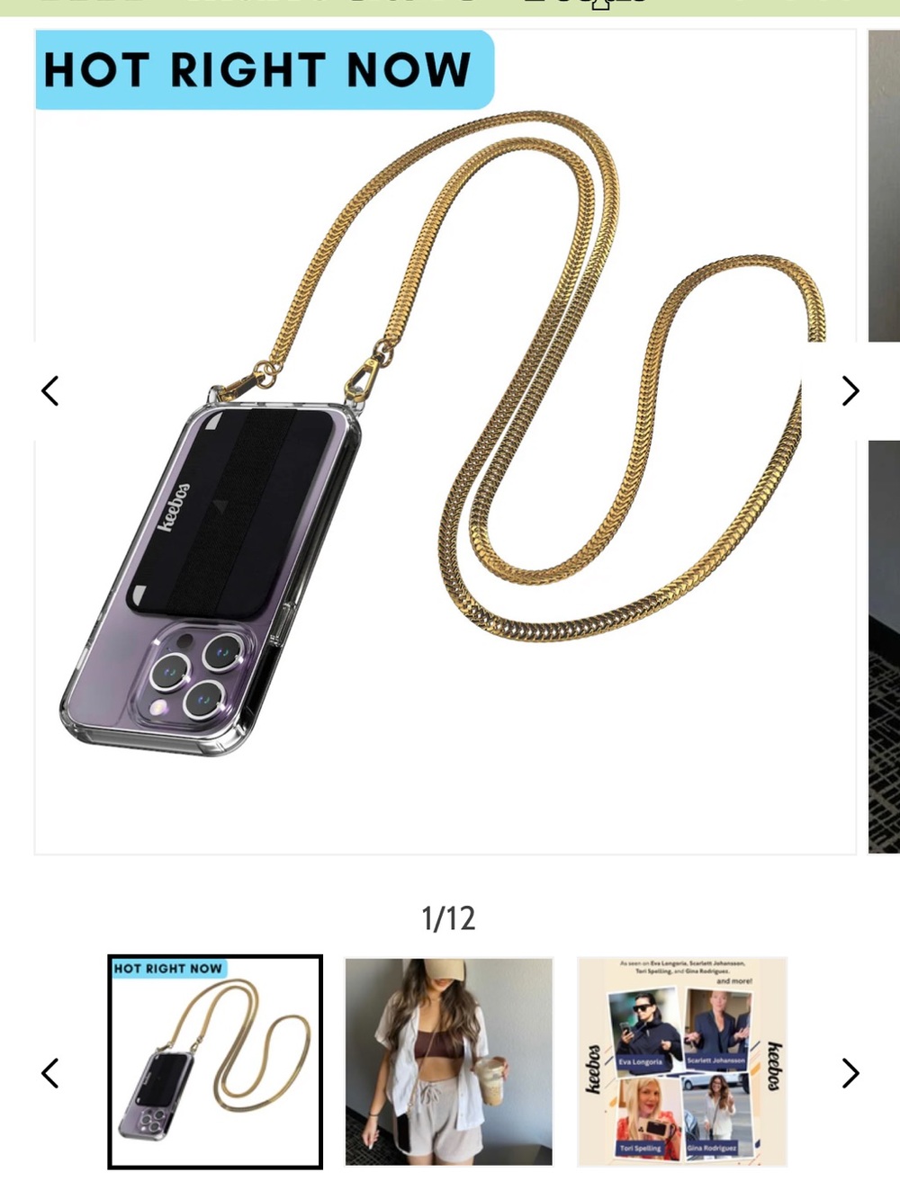 Keebos Crossbody Cardholder Phone Case Clear with Gold Strap - Picture 7 of 8